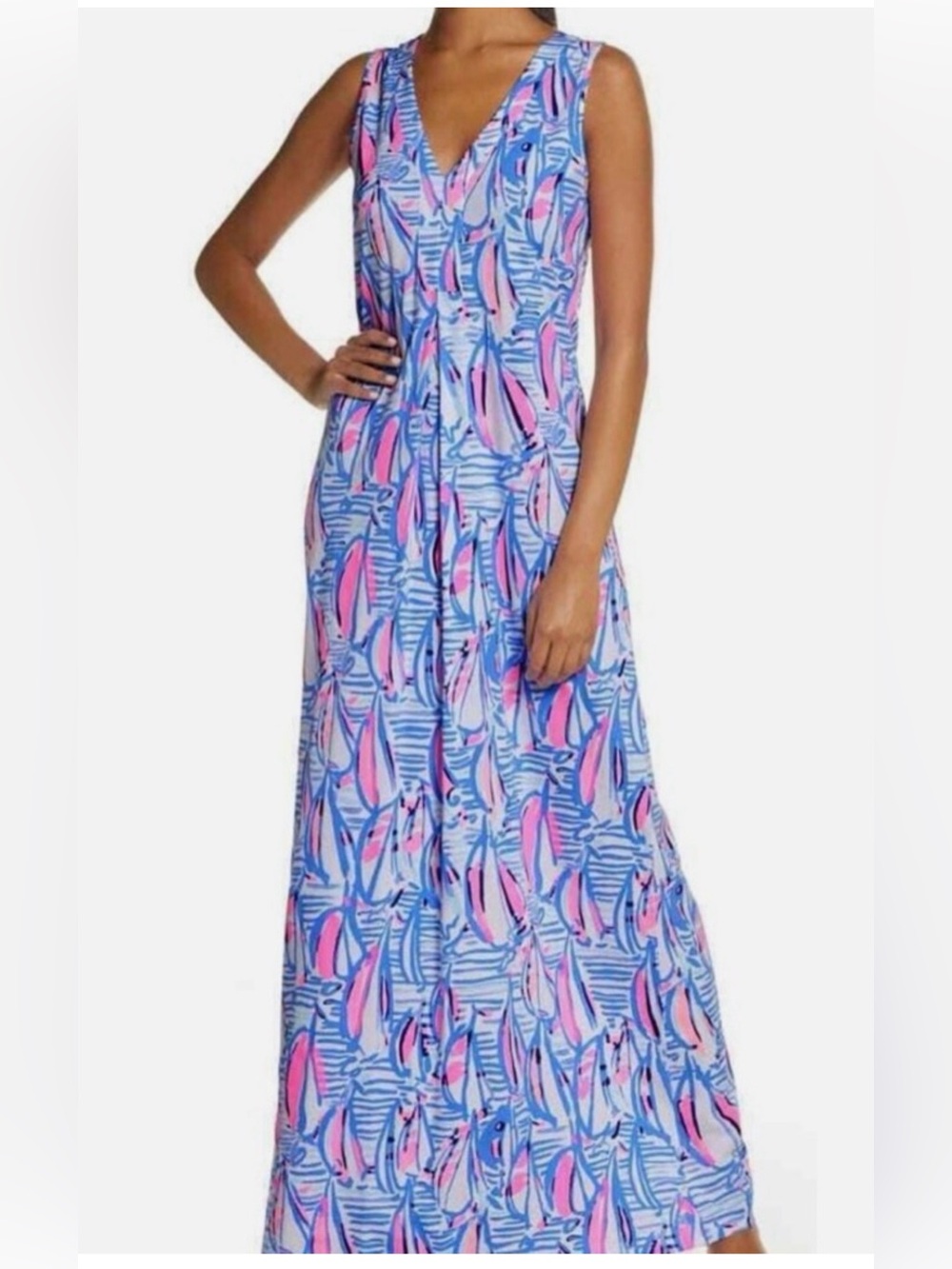 Lilly Pulitzer Amina maxi sleeveless dress pop up red right return jersey XXS 0